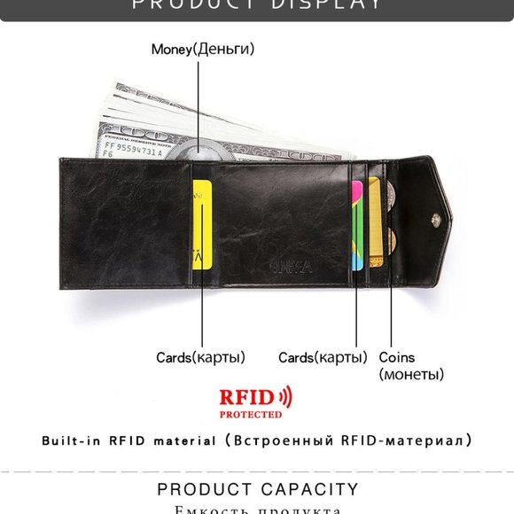 RFID Thin Wallet Credit Card ID Protction Coffee - Picture 3 of 9